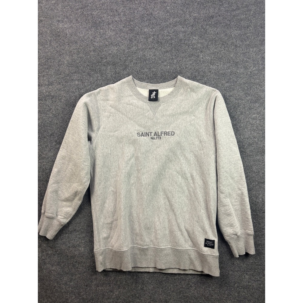 Saint Alfred‎ Sweatshirt Mens Large Gray No.773 Embroidered Crewneck Fleece